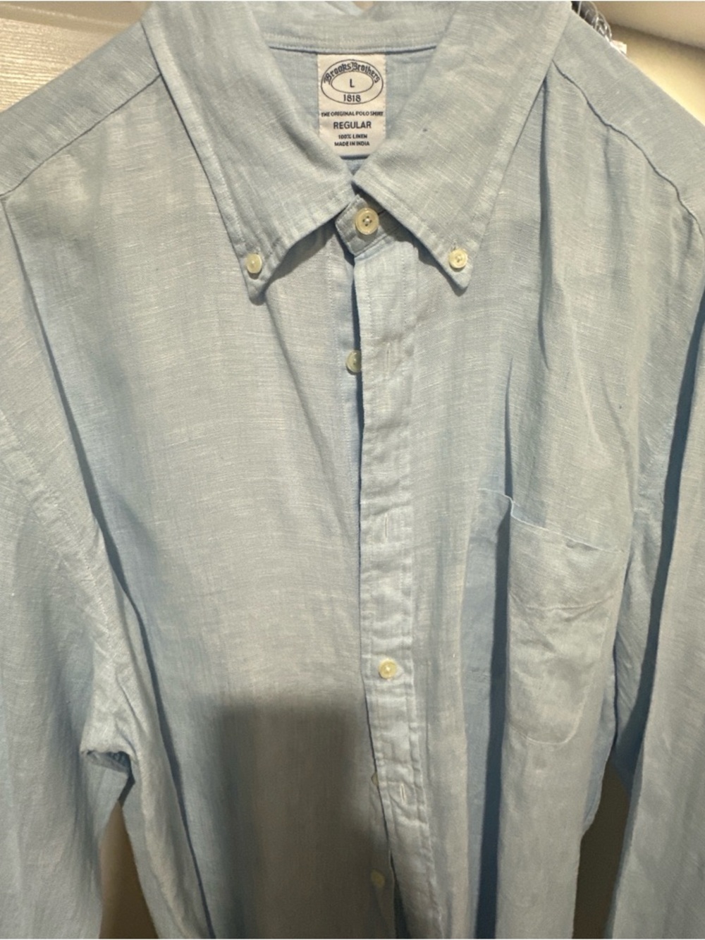 Brooks Brothers Light Blue Button-Down Linen Shirt